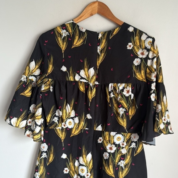 BORGO DE NOR DRESS ALBA BLACK FLORAL PRINT CREPE - Picture 9 of 13